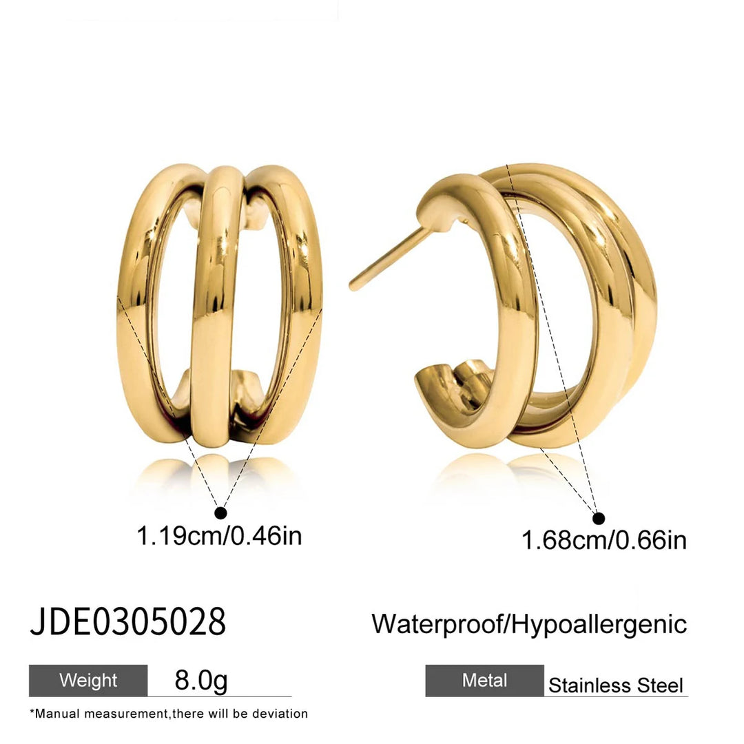 Double C-Hoop Earrings Gold