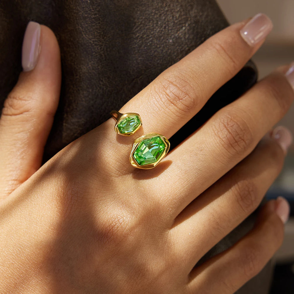 Green Zircon Ring on model