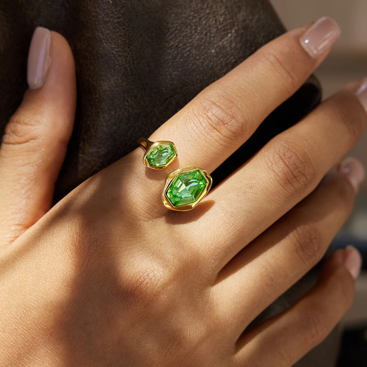 Green Zircon Ring on model