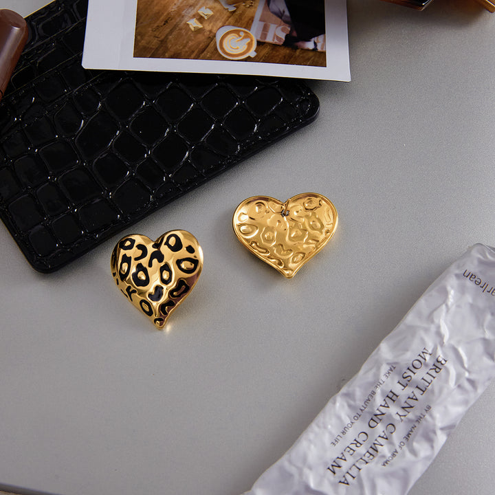 Leopard Heart Earrings