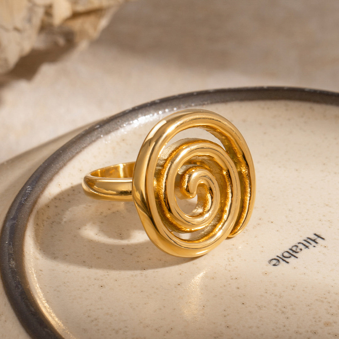 Gold Spiral Statement Ring