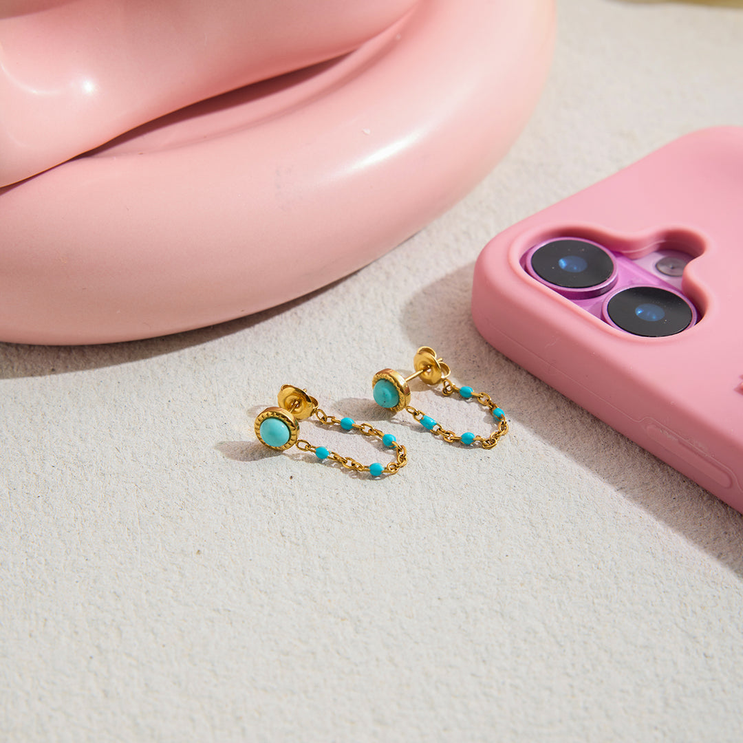 Turquoise Chain Drop Earrings