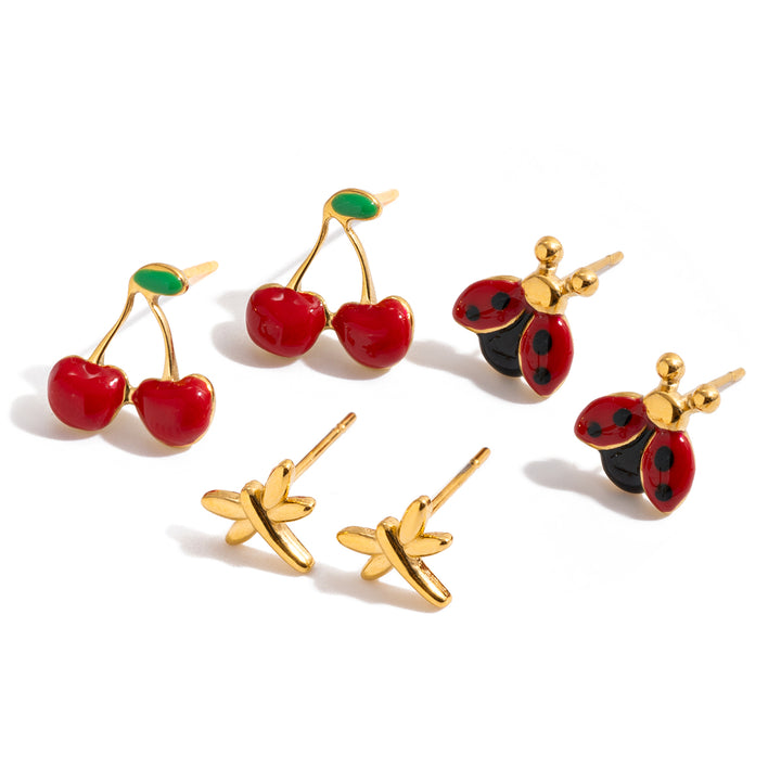 Cherry Ladybug Dragonfly Set (3 Pairs)