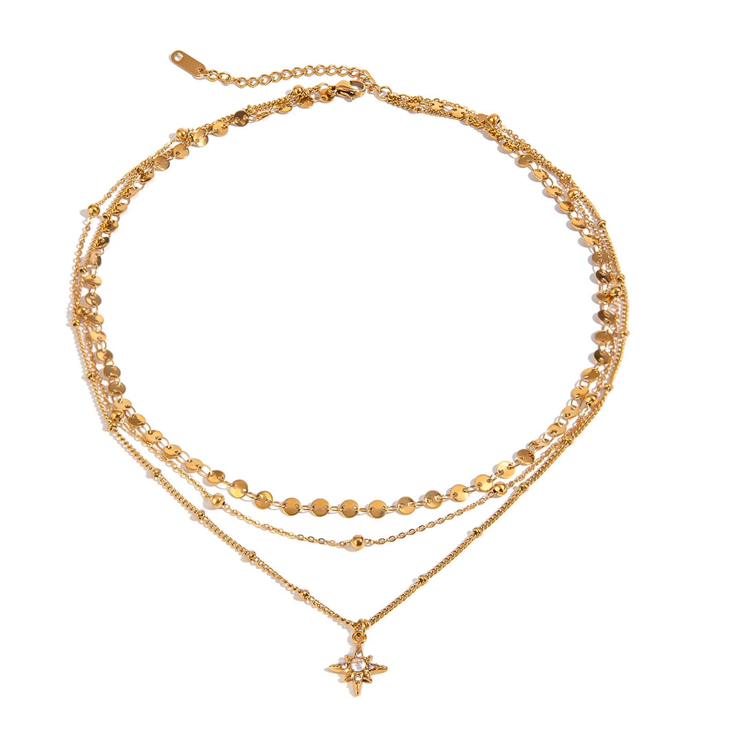 Triple Layer Star Necklace