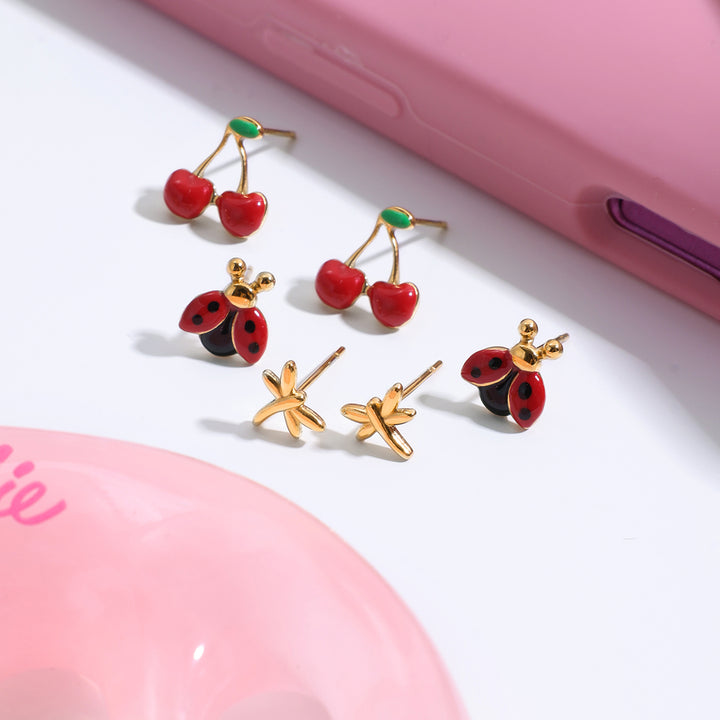 Cherry Ladybug Dragonfly Set (3 Pairs)