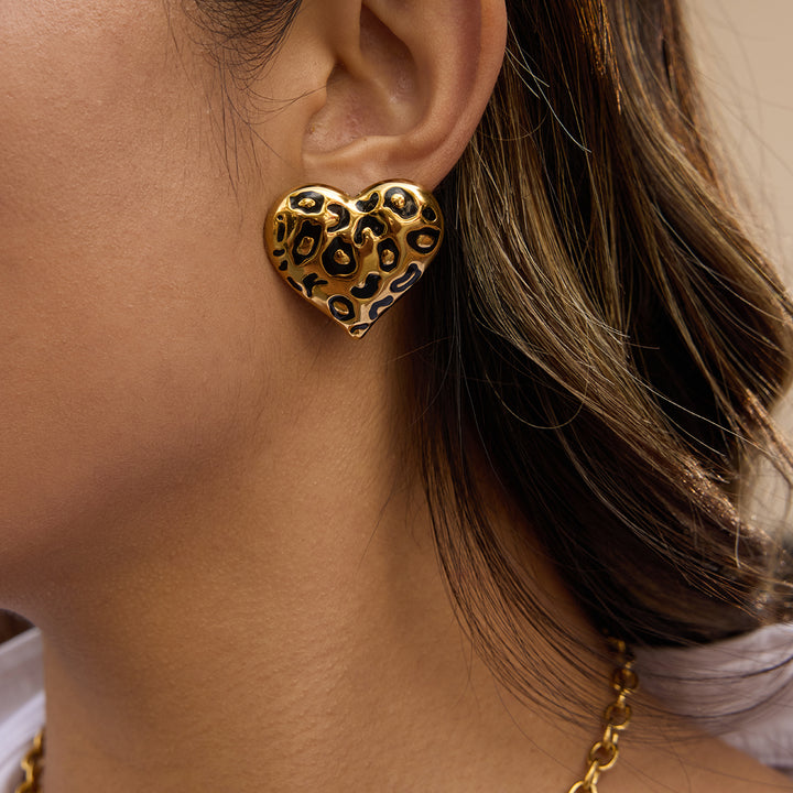 Leopard Heart Earrings