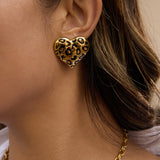 Leopard Heart Earrings