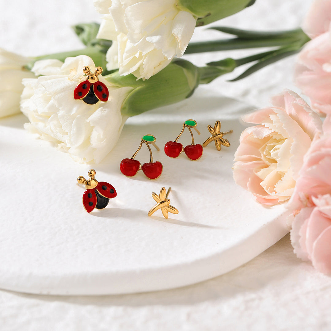Cherry Ladybug Dragonfly Set (3 Pairs)