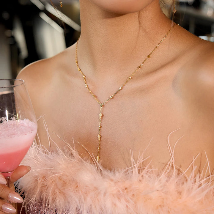 Crystal Cross Y-Necklace