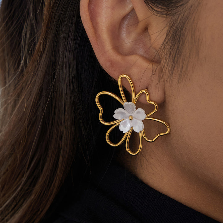 Sculpted Flower Statement Earrings