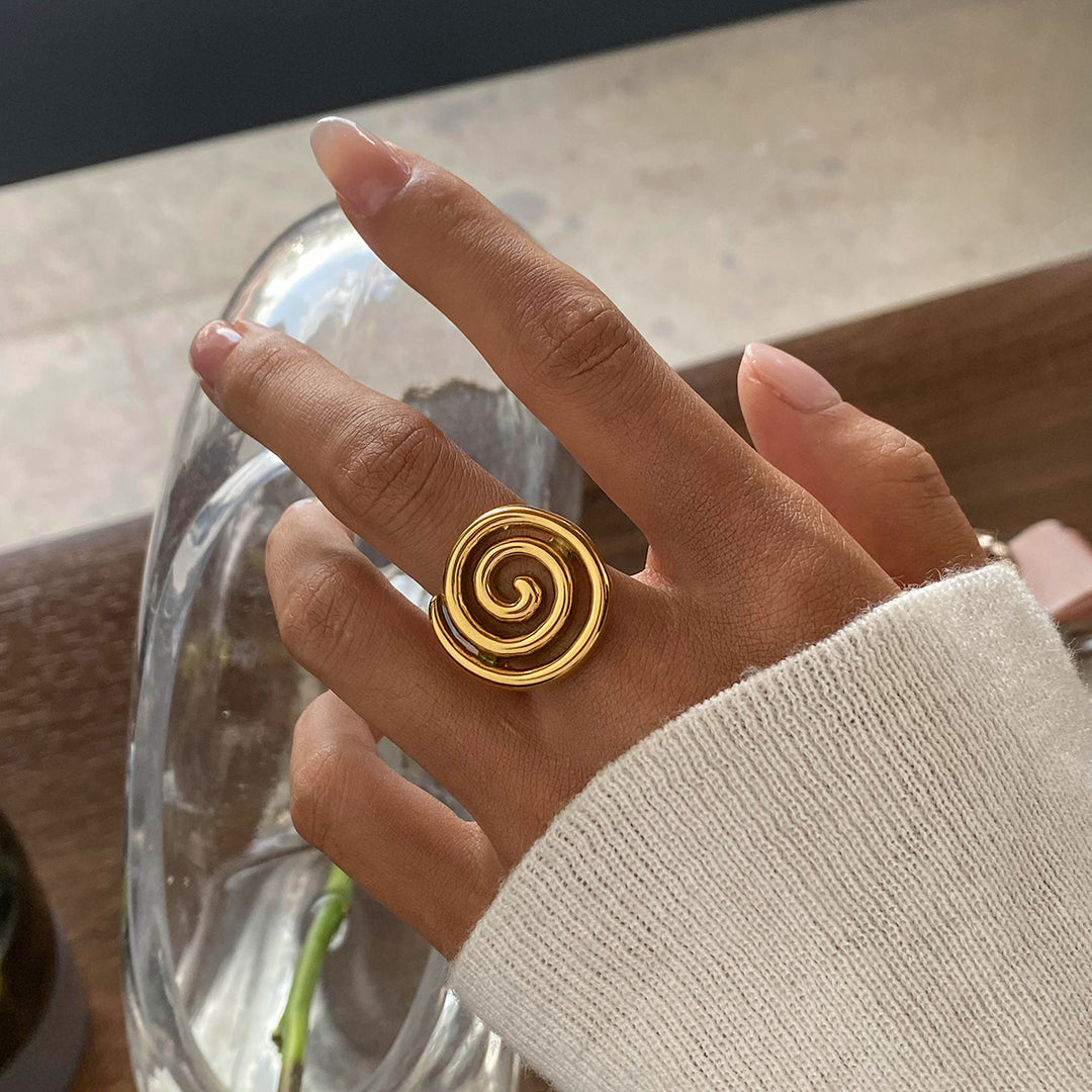 Gold Spiral Statement Ring