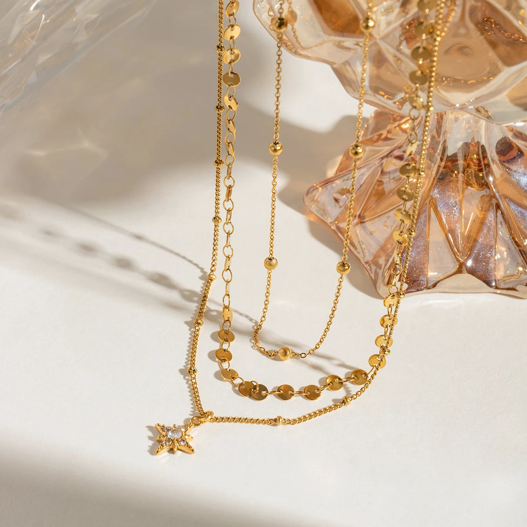 Triple Layer Star Necklace