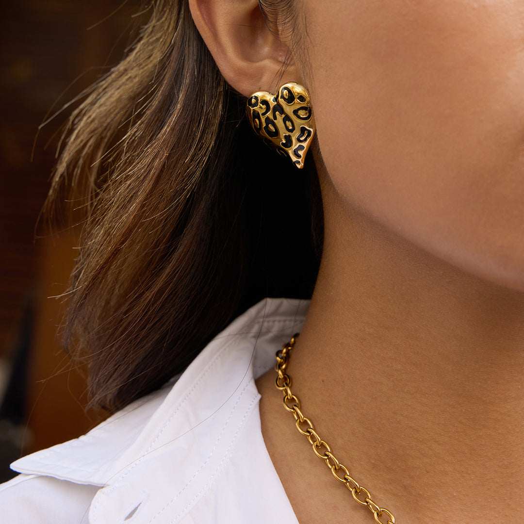 Leopard Heart Earrings