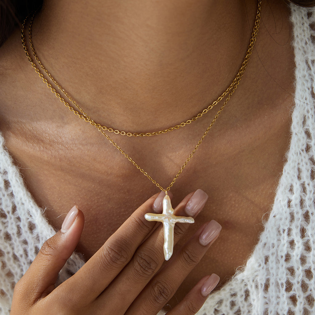 Baroque Pearl Cross Necklace – SimpleXpressTT