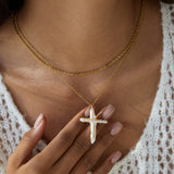 Baroque Pearl Cross Necklace