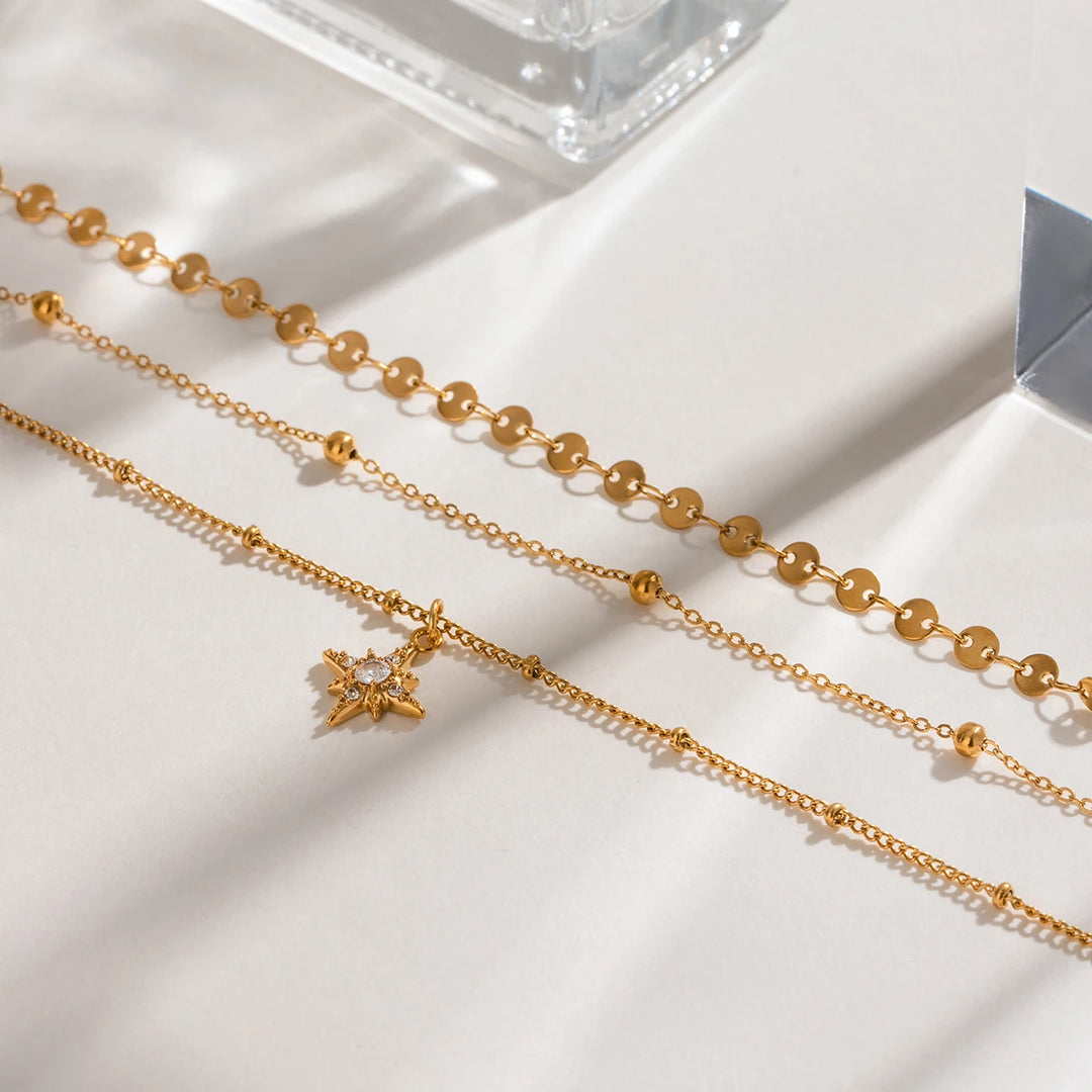 Triple Layer Star Necklace