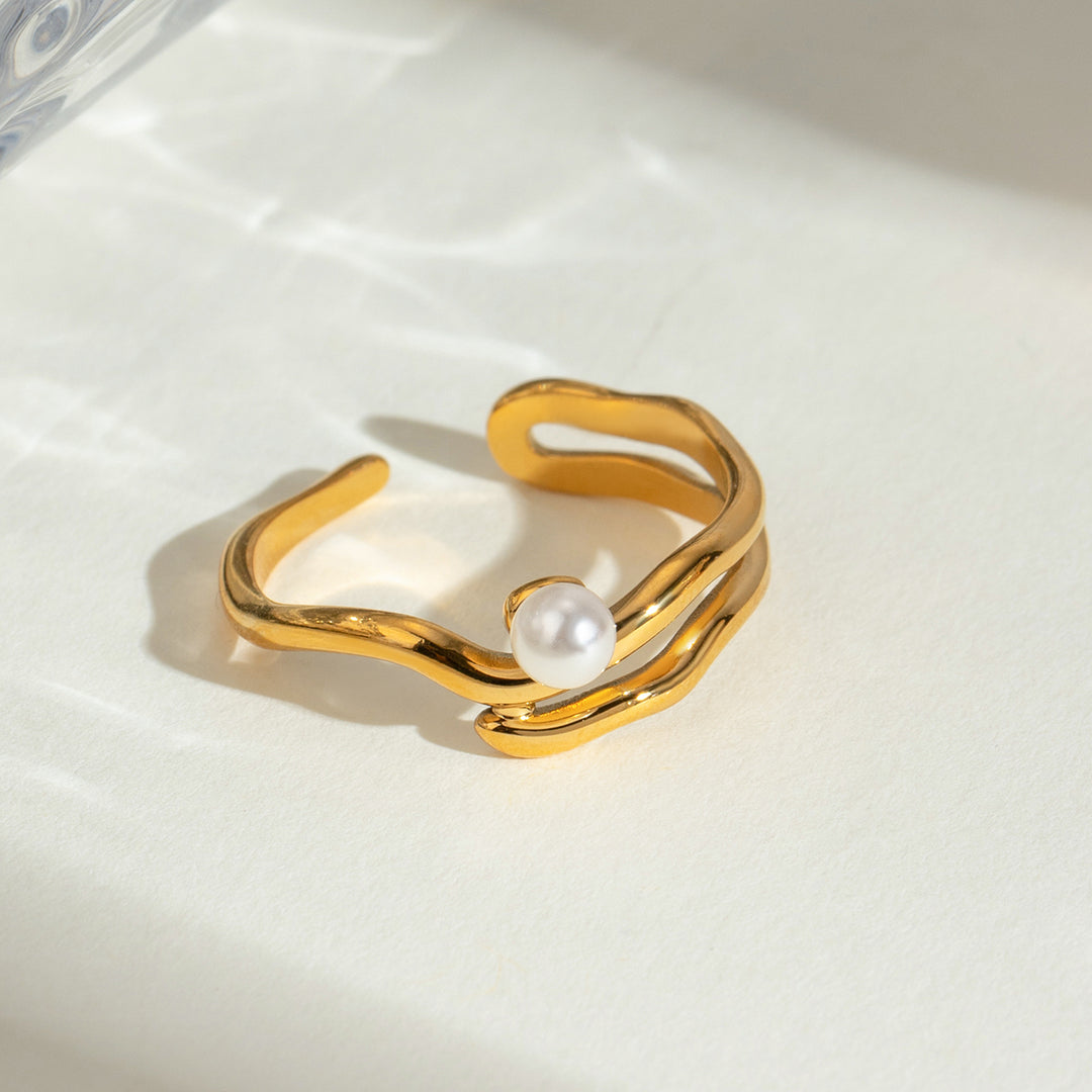 Wave Pearl Ring