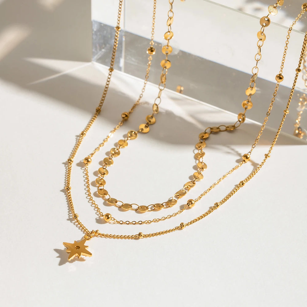 Triple Layer Star Necklace