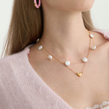 2pc Pearl Layered Heart Necklace