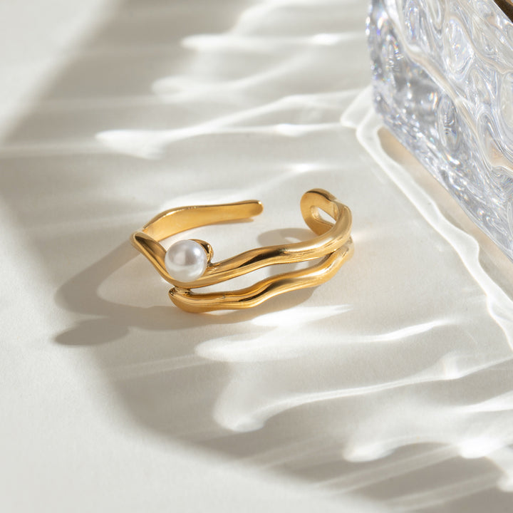 Wave Pearl Ring
