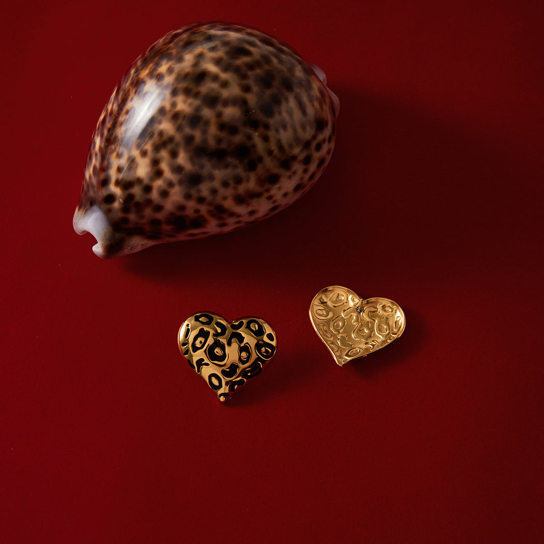 Leopard Heart Earrings