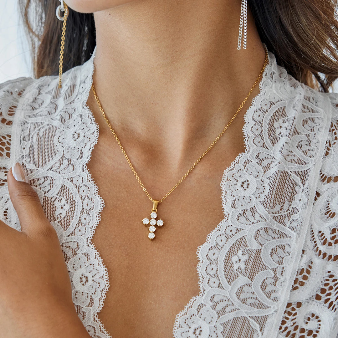 Zircon Cross Necklace