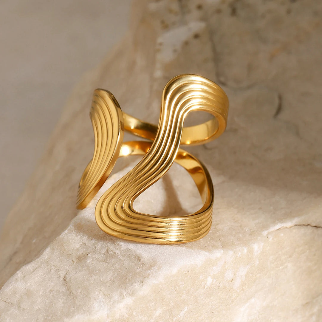 Golden Wave Ring styled