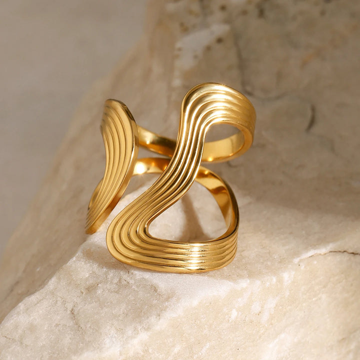 Golden Wave Ring styled