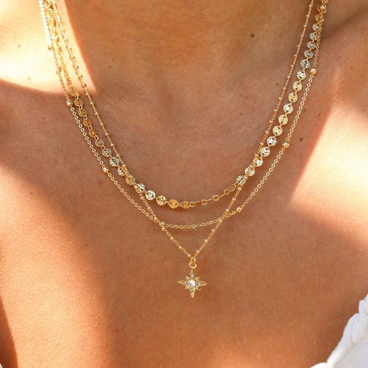 Triple Layer Star Necklace