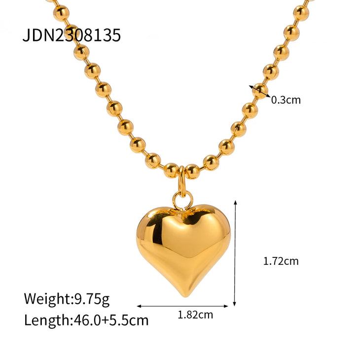 Bold Heart Bead Necklace
