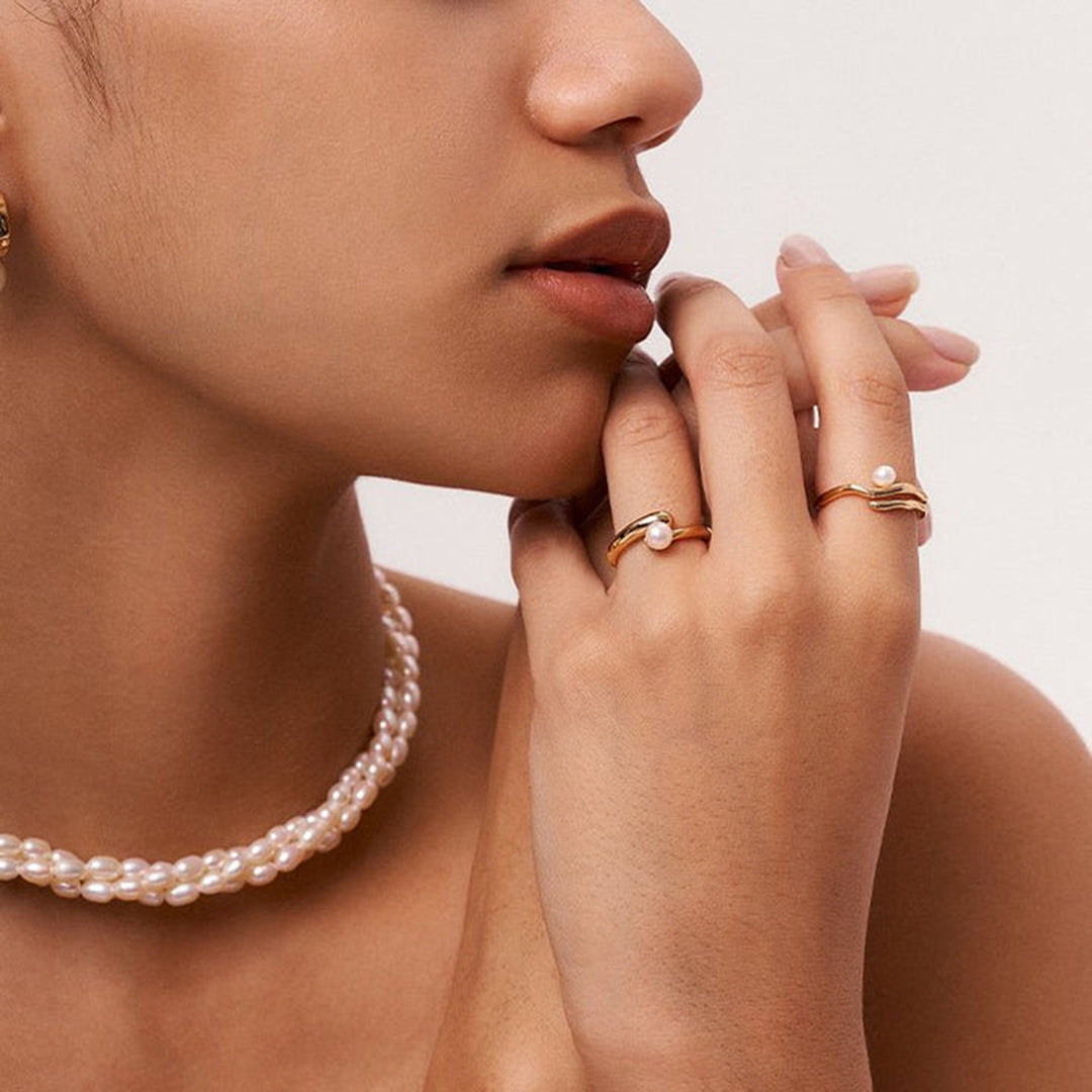 Wave Pearl Ring