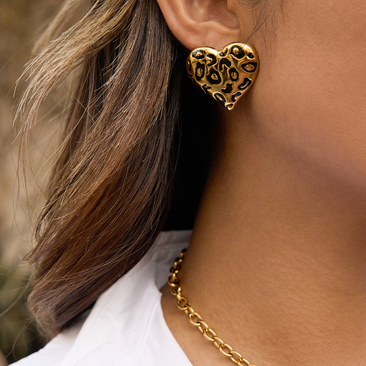 Leopard Heart Earrings