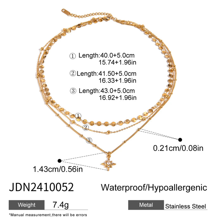 Triple Layer Star Necklace
