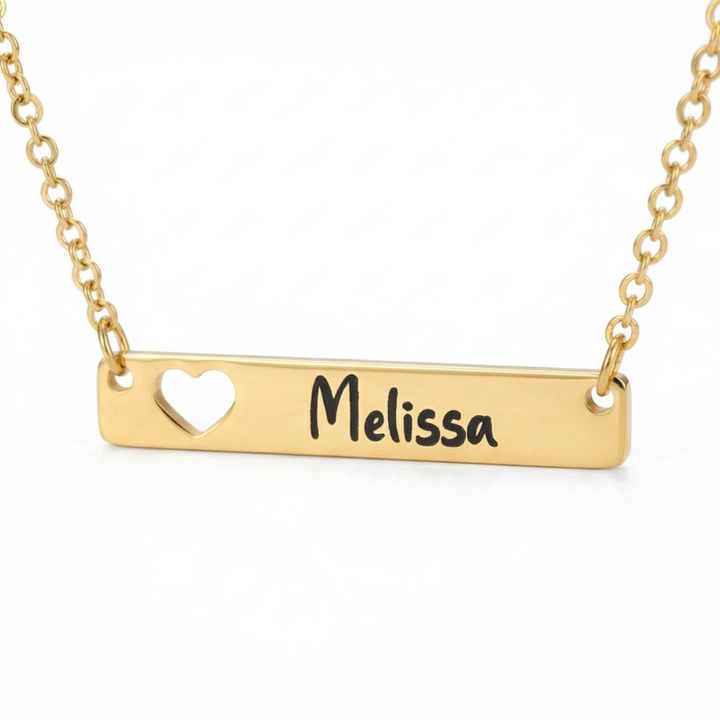 Heart Cutout Bar Personalized Necklace