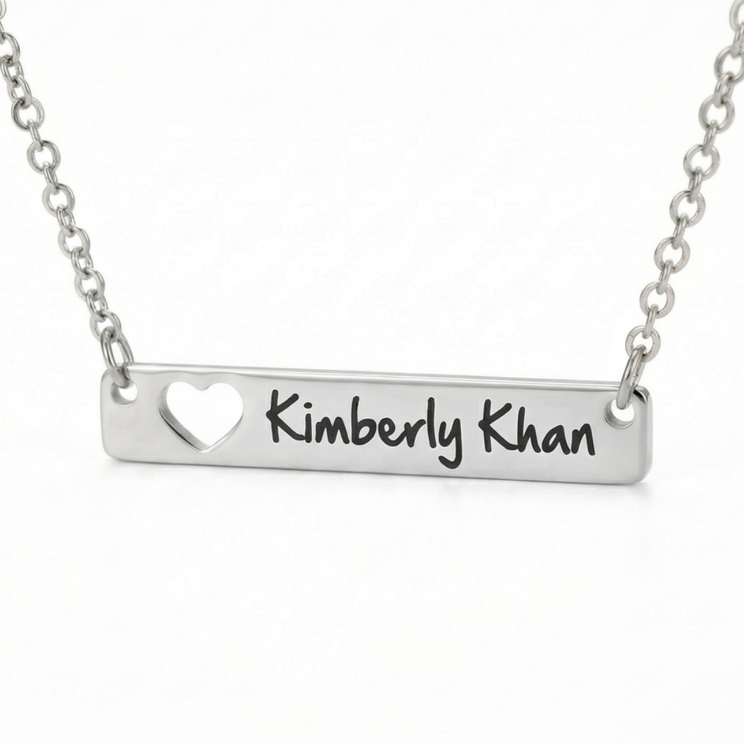 Heart Cutout Bar Personalized Necklace