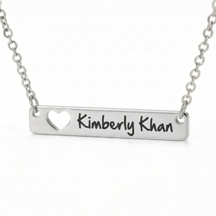 Heart Cutout Bar Personalized Necklace