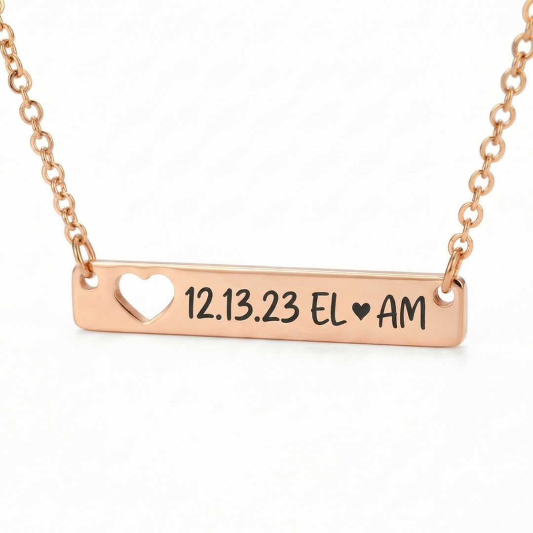 Heart Cutout Bar Personalized Necklace
