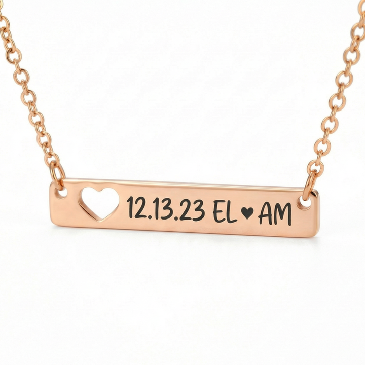 Heart Cutout Bar Personalized Necklace