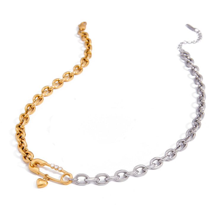Two-Toned Pinned Heart Necklace