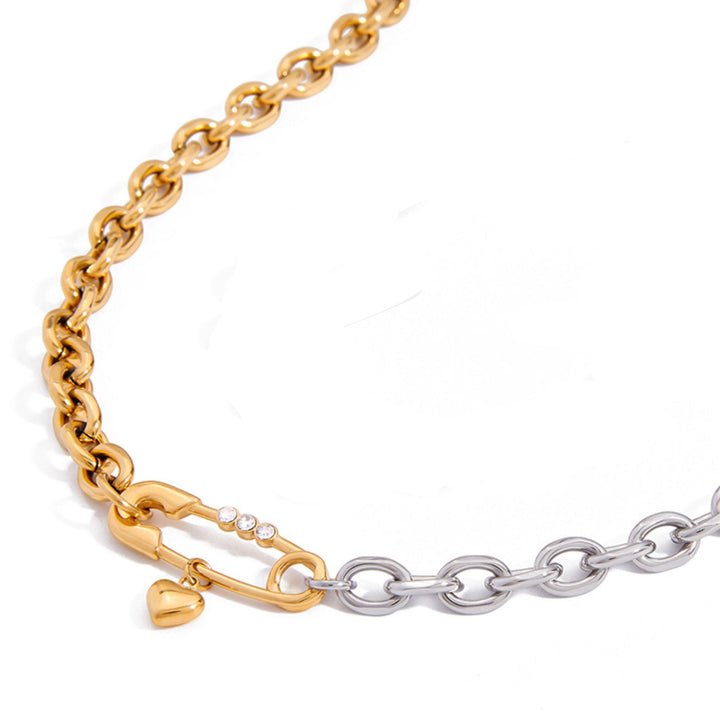 Two-Toned Pinned Heart Necklace