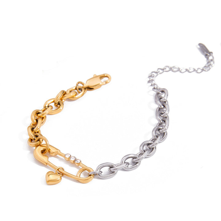 Two-Toned Pinned Heart Bracelet