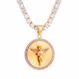 Tennis Chain and Guardian Angel Pendant Set