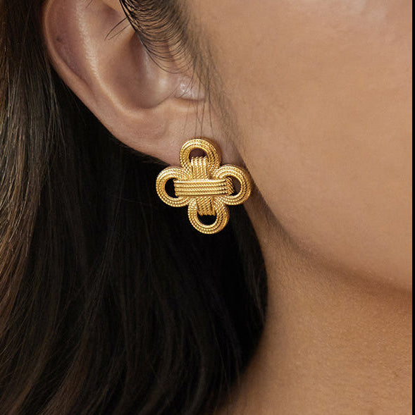 Retro Clover Stud Earrings